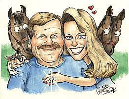Color Head Only Couple Caricature